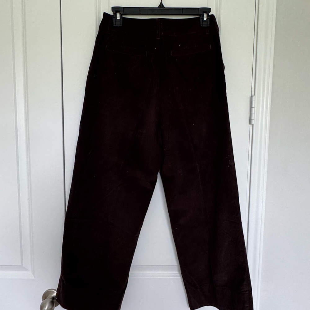 Garnet Hill Dark Brown Wide-Leg Cropped Corduroy Pants